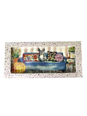 Punch Studio French Bulldog Ceramic Serving Decorative Tray 14.5" NIB Party Dog